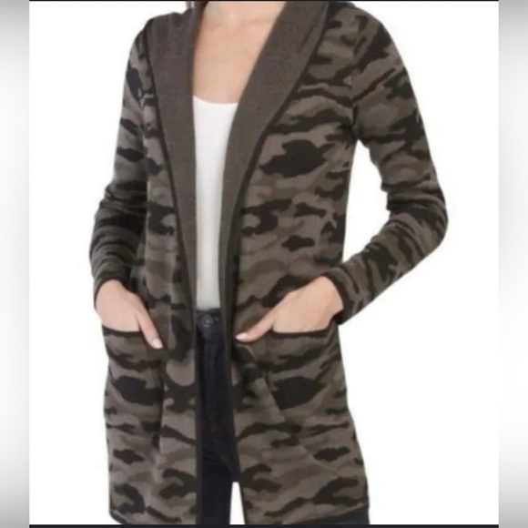 Rachel Zoe Hooded Camo Cardigan - Picture 1 of 10